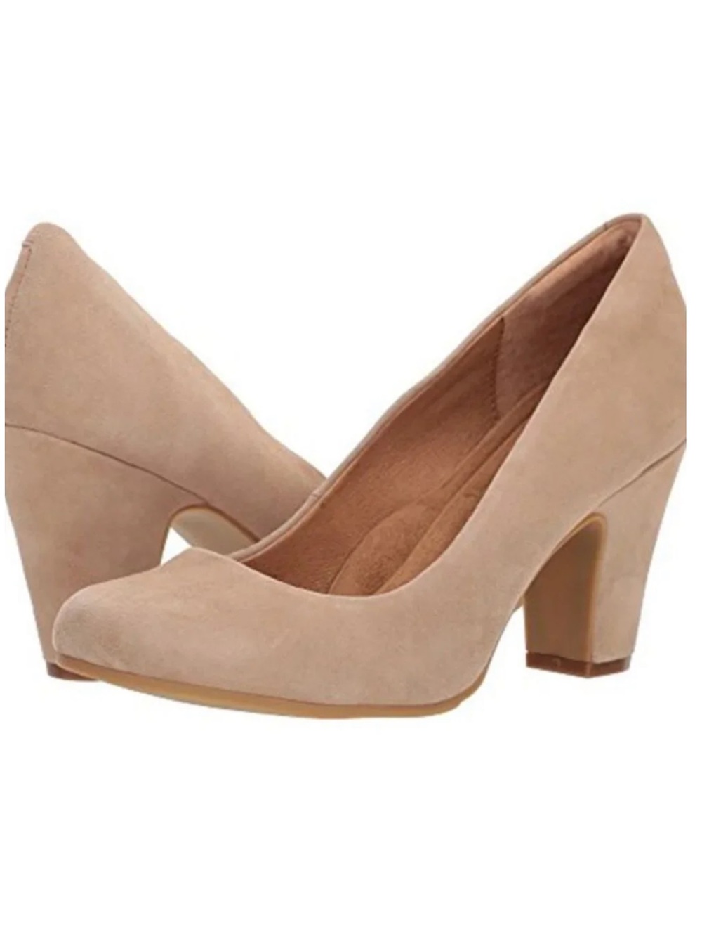 Sofft Nude Suede Block Heel Pumps Sz 8.5M